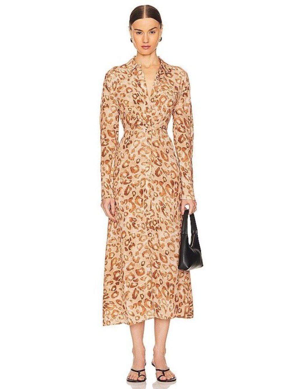 Favorite Daughter 8 leopard print The Icon dress long sleeve button front maxi